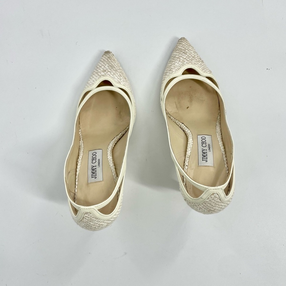 JIMMY CHOO Hickory Tweed Patent Leather Old Money Point-toe Pumps Heels Size 39 - Picture 11 of 16